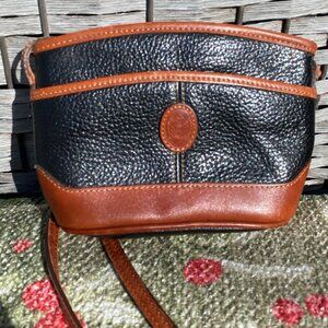 Vintage Liz Claiborne Mini Small Crossbody Pebbled Leather BLACK & BROWN Purse
